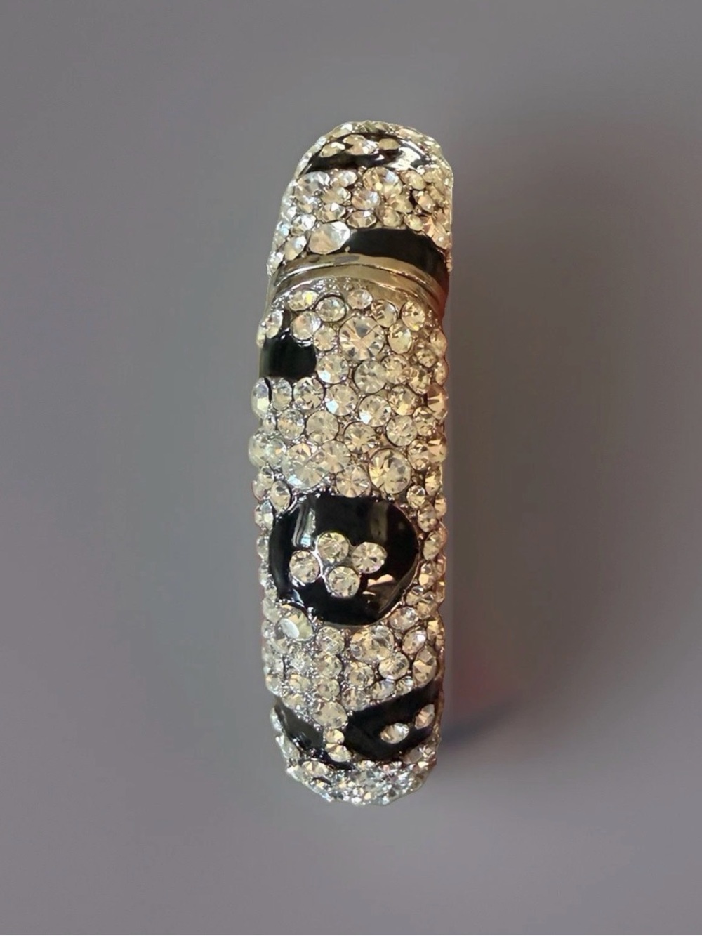 Crystal Leopard Phone Case Accent - Black & Silver
